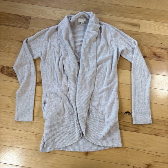 Barefoot Dreams CozyChic Lite Circle Cardigan Womens Sz S Dove Gray Open Sweater - Picture 4 of 8